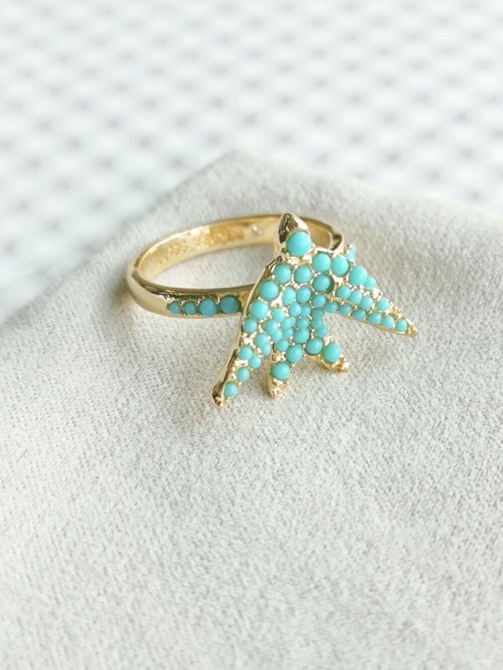 Kendra Scott Melody Bird Teal Crystal Cocktail Ring in Gold | #7 - Picture 2 of 3